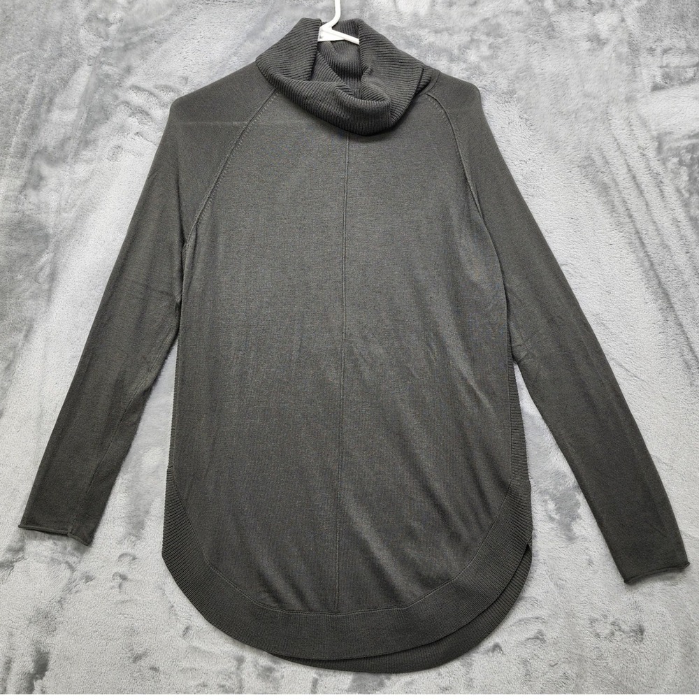 Caslon Sweater Womens XS‎ Gray Wool Blend Cowl Neck Long Sleeve Curved Hem Tunic